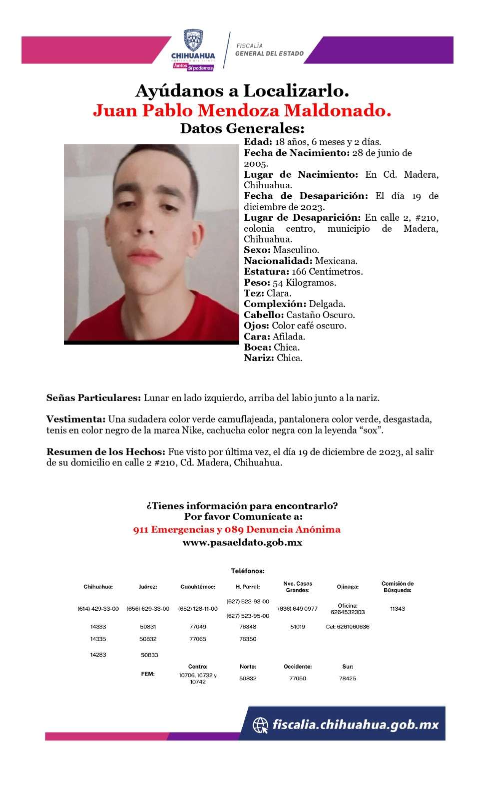 Solicita Pge Ayuda Para Localizar A Joven Visto Ltima Vez En Madera