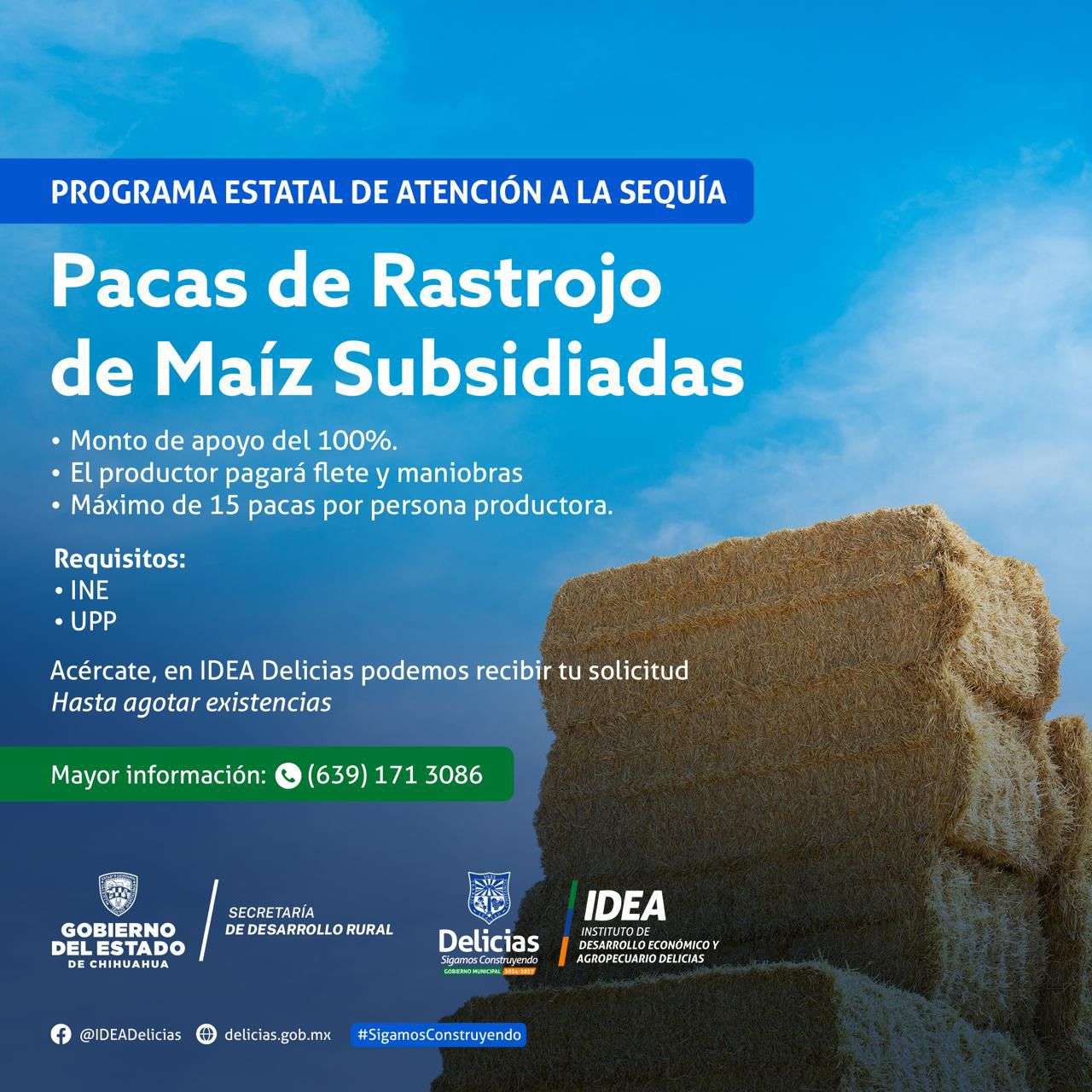 Lanzan programa de pacas subsidiadas al 100% para efectos de sequía